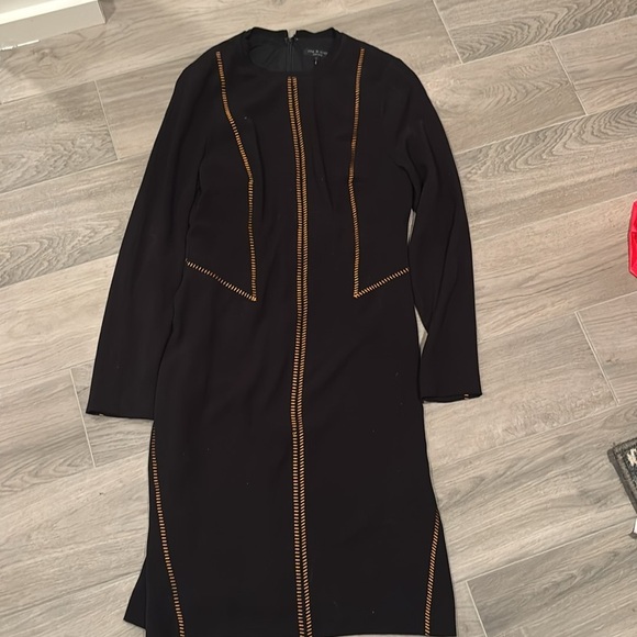 Rag & Bone Black Dress with Orange Stitch Detailing Size 6 - Picture 2 of 5